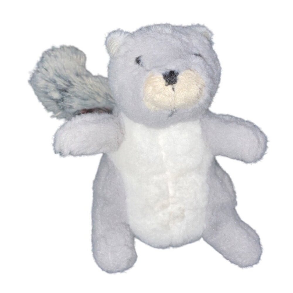 Gray & White Plush Squirrel Toy With Fuzzy Tail 7" Stuffed Animal